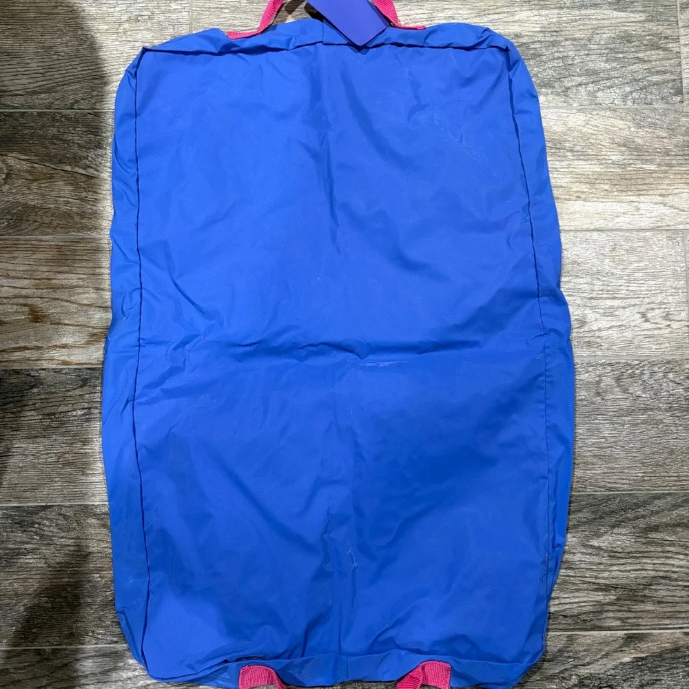 Vtg Neon Colorblock Garment Bag Pink Teal Blue 90s Travel Storage Pouch 29x19